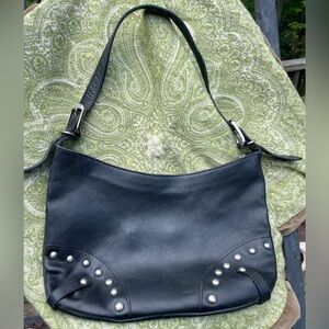 Cristian black leather bag with silver stud accents